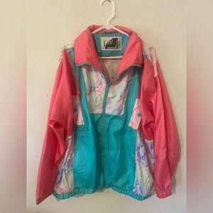 Active USA Vibrant Pink and Turquoise Jacket Vintage